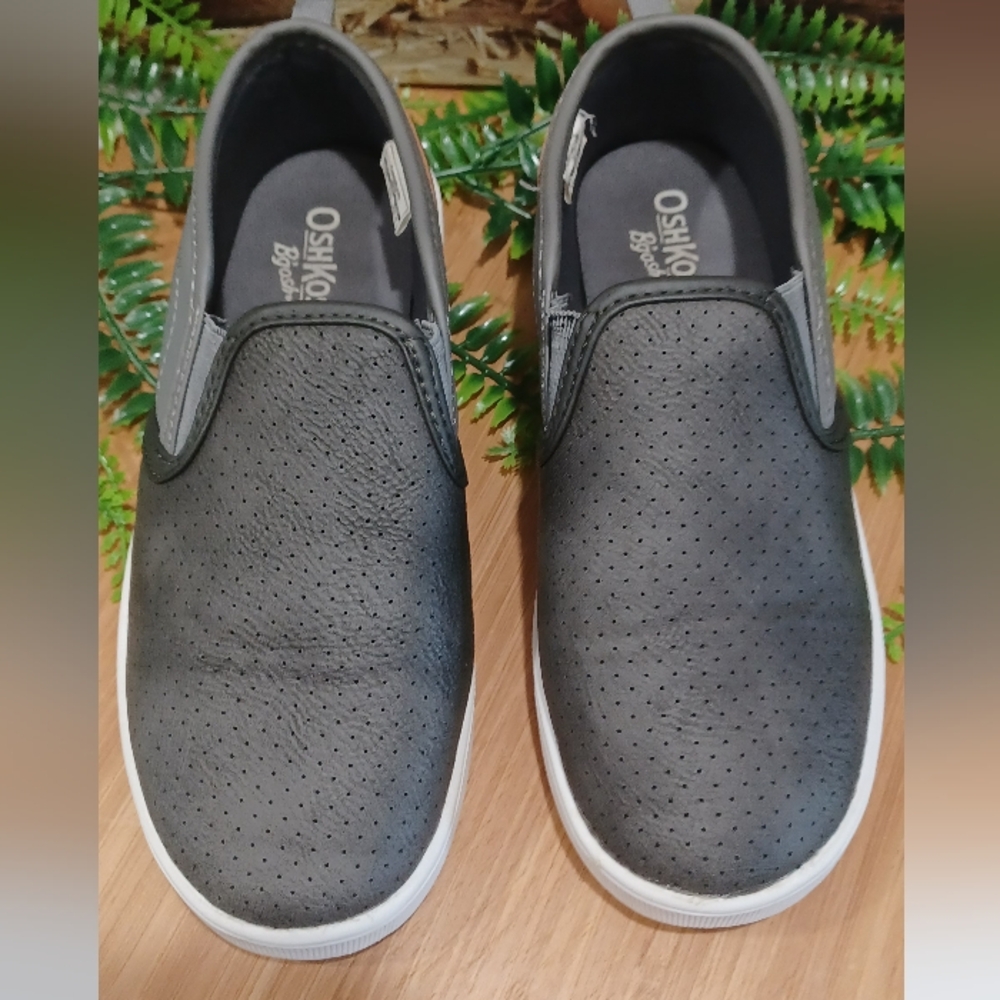 Oshkosh Bgosh Black/gray/ Brown Slip-On Unisex Kids Shoes Sz 2